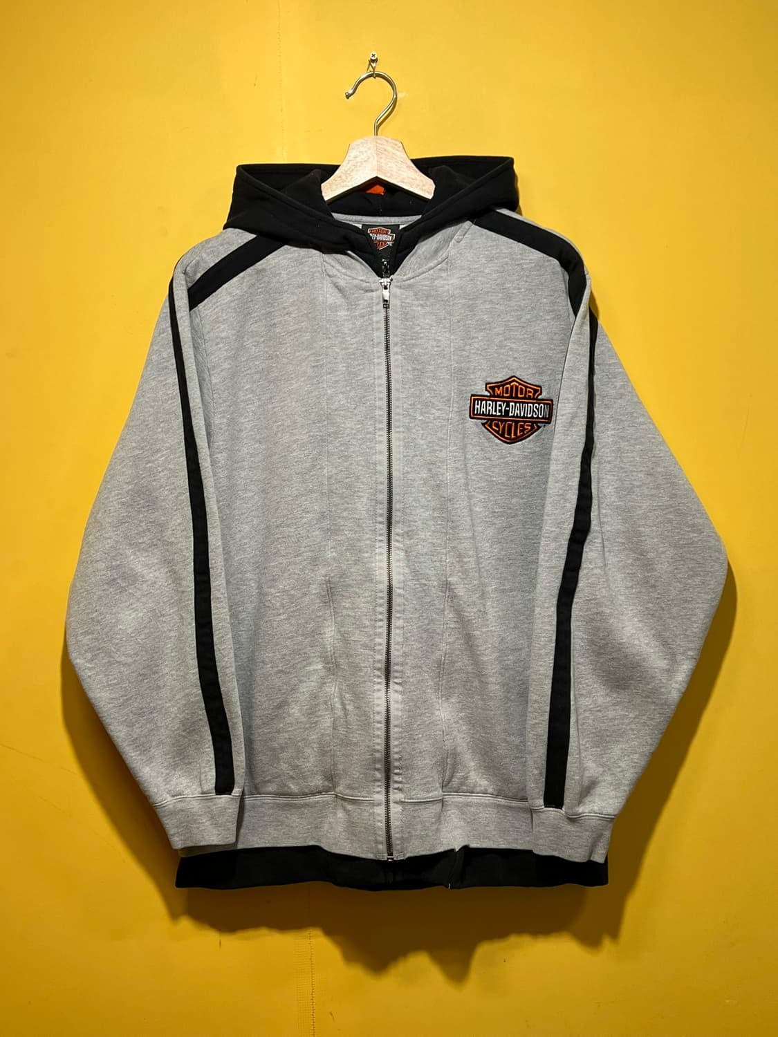 10s [L] 할리데이비슨 후디 레이어드 배색 집업 후드티 상품이미지1