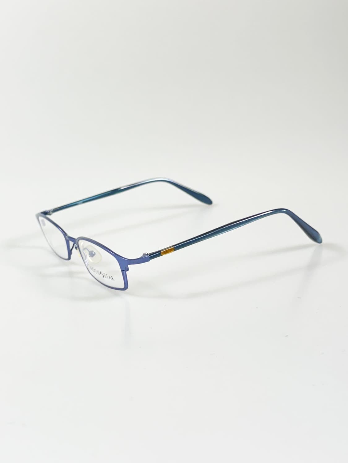 90s MOON STAR 블루 메탈릭 슬림스퀘어 빈티지 안경 상품이미지3