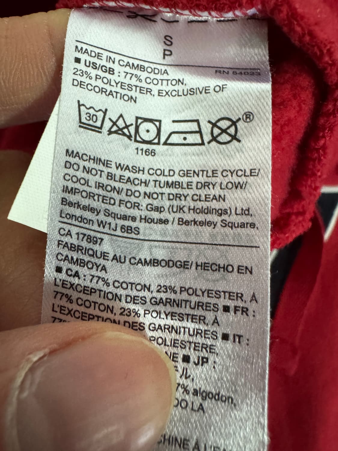 GAP 갭 남녀공용 기모 후드집업 레드 S 상품이미지4