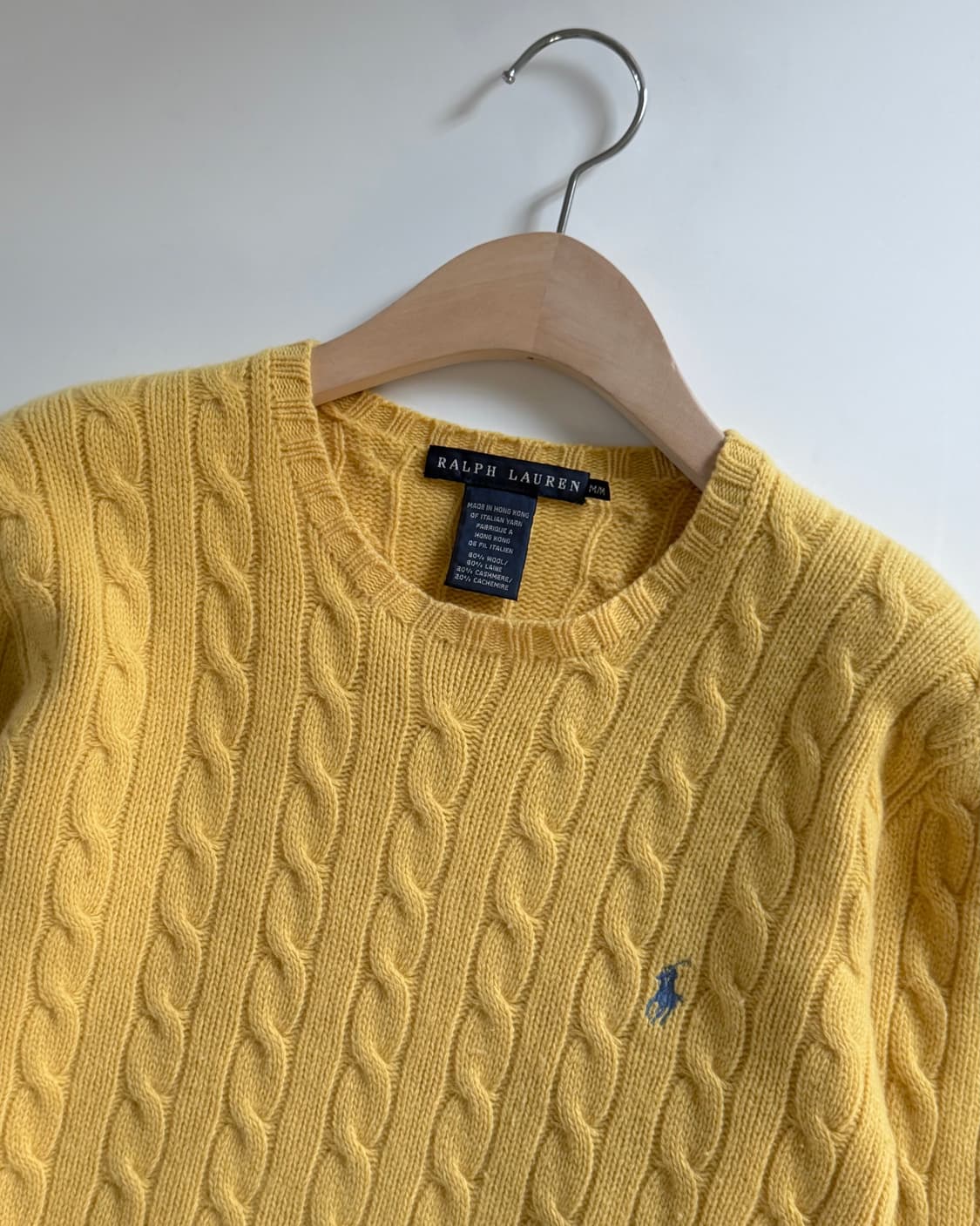 Polo 랄프로렌 옐로우컬러 울캐시미어 케이블 니트 상품이미지2