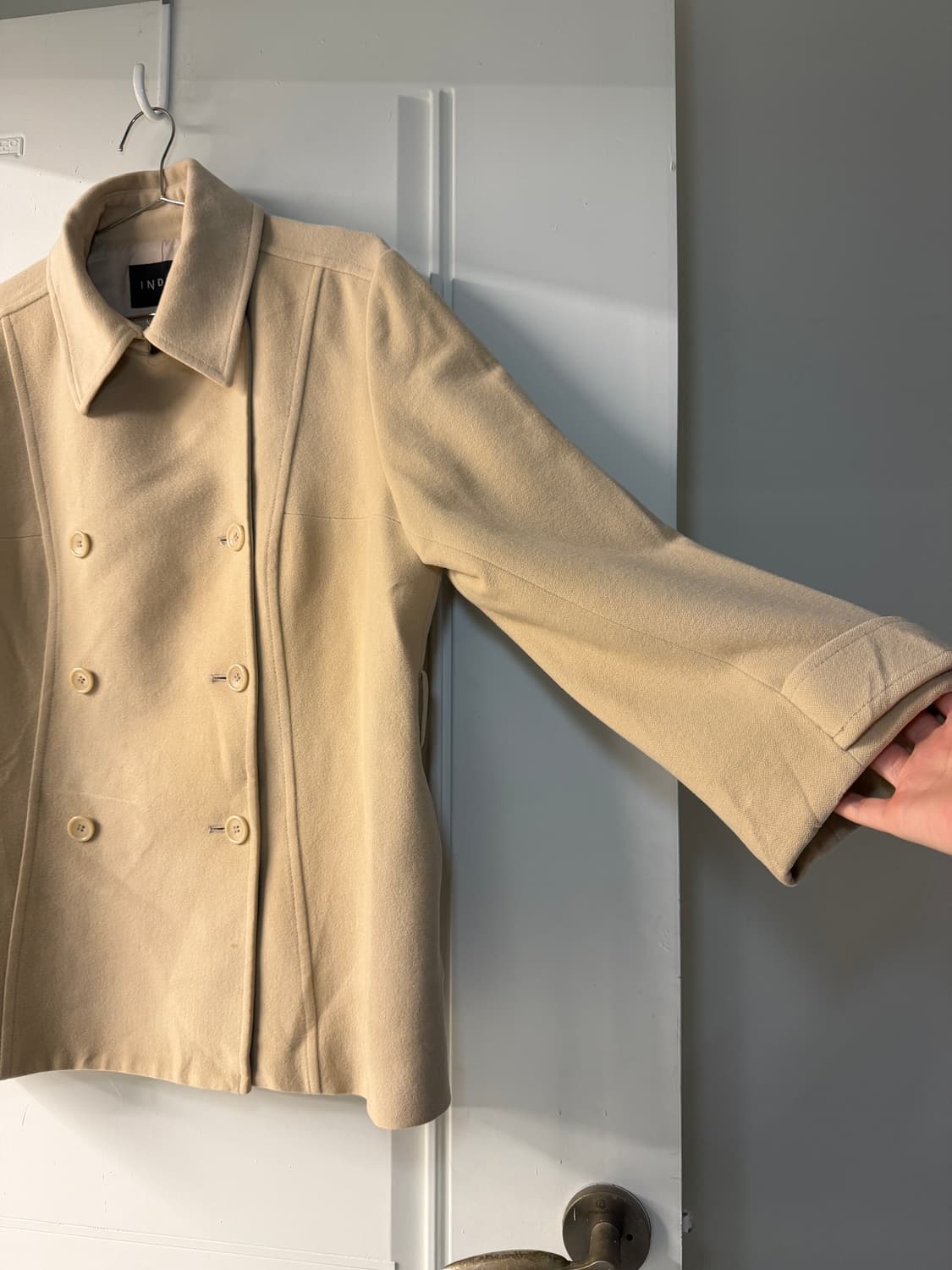 일본빈티지 INDIVI 샌드 더블 울코트 자켓 상품이미지7