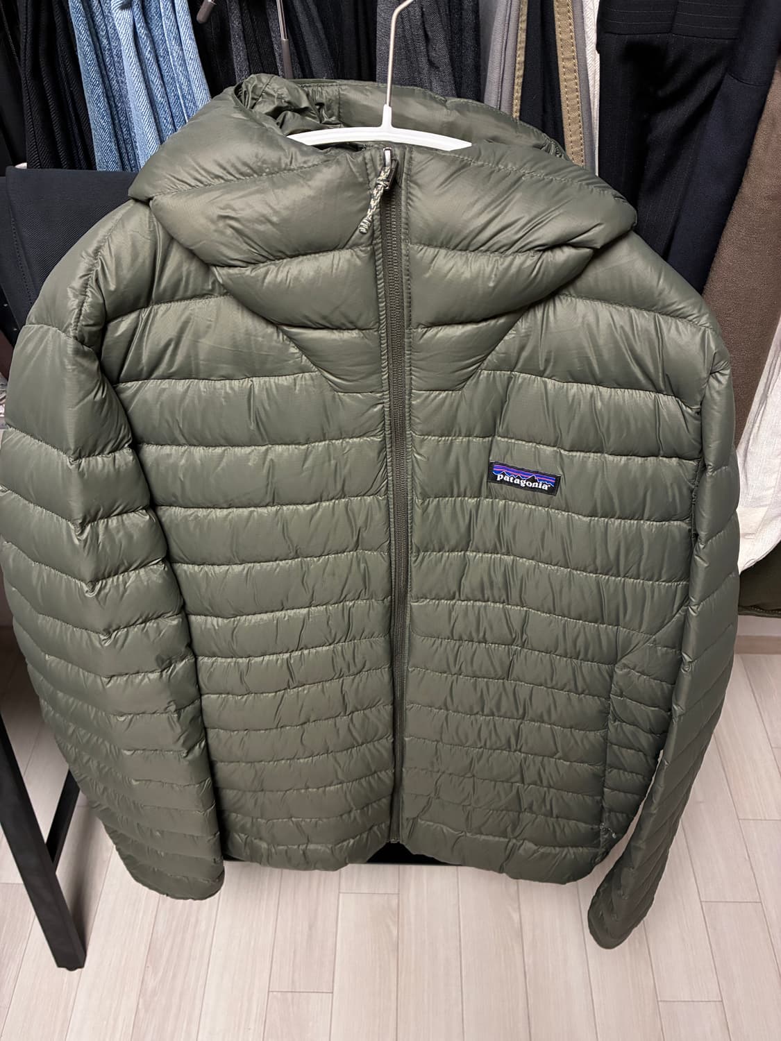 [L] 파타고니아 다운스웨터 후디 베이슨그린 상품이미지1