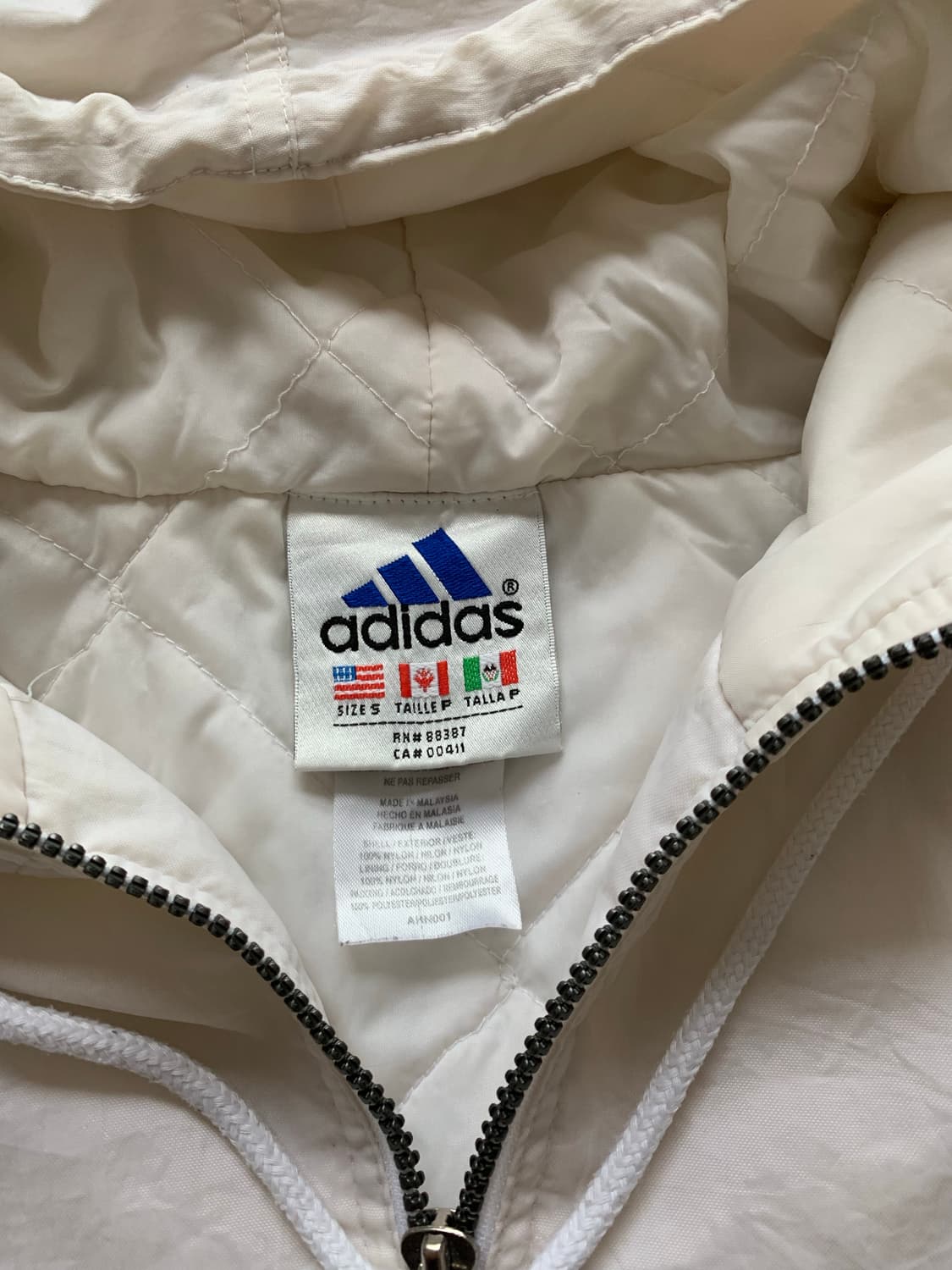 아디다스 90년대 해외판 올드스쿨 화이트 누빔 헤비 후드 자켓 상품이미지7