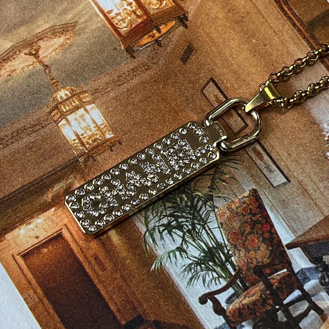 샤넬 CHANEL 큐빅 태그 골드 목걸이 상품이미지3