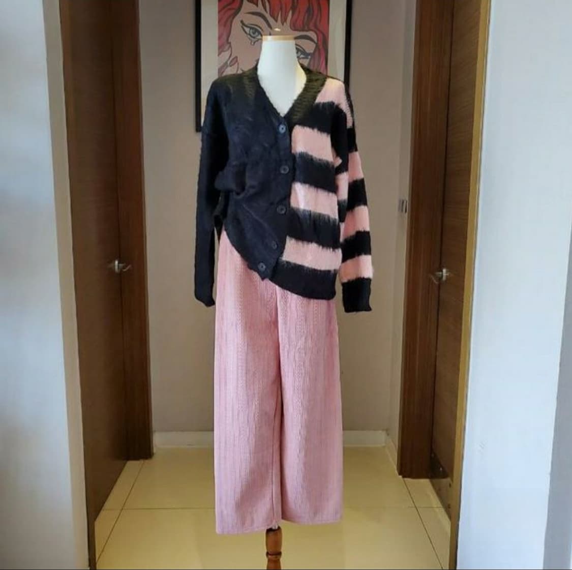 새상품 단가라핑크앙고라가디건 상품이미지1