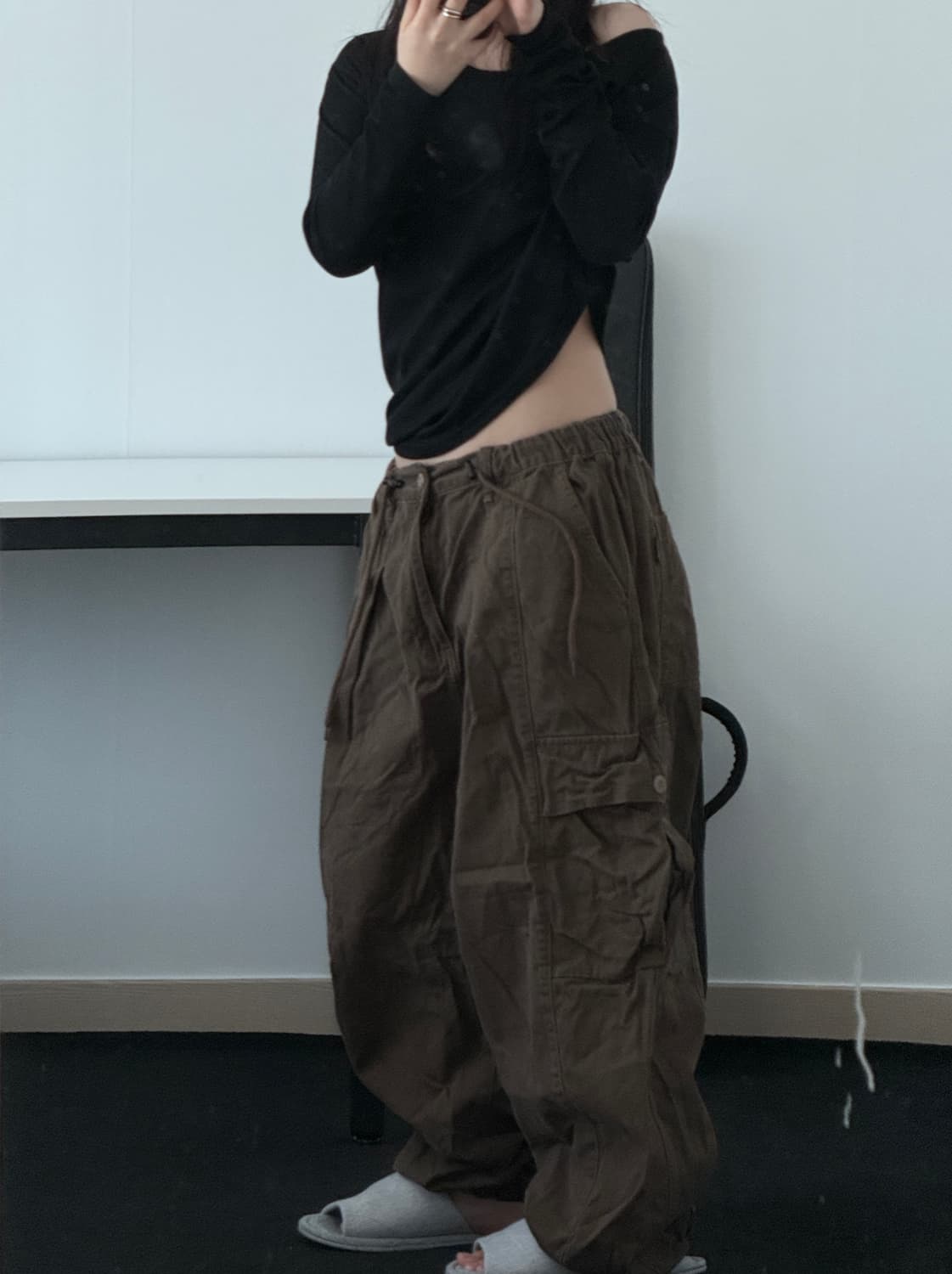 빈티지 와투케 브라운 와이드 카고팬츠 와걸 큐빈 오공이 파우닝 상품이미지2