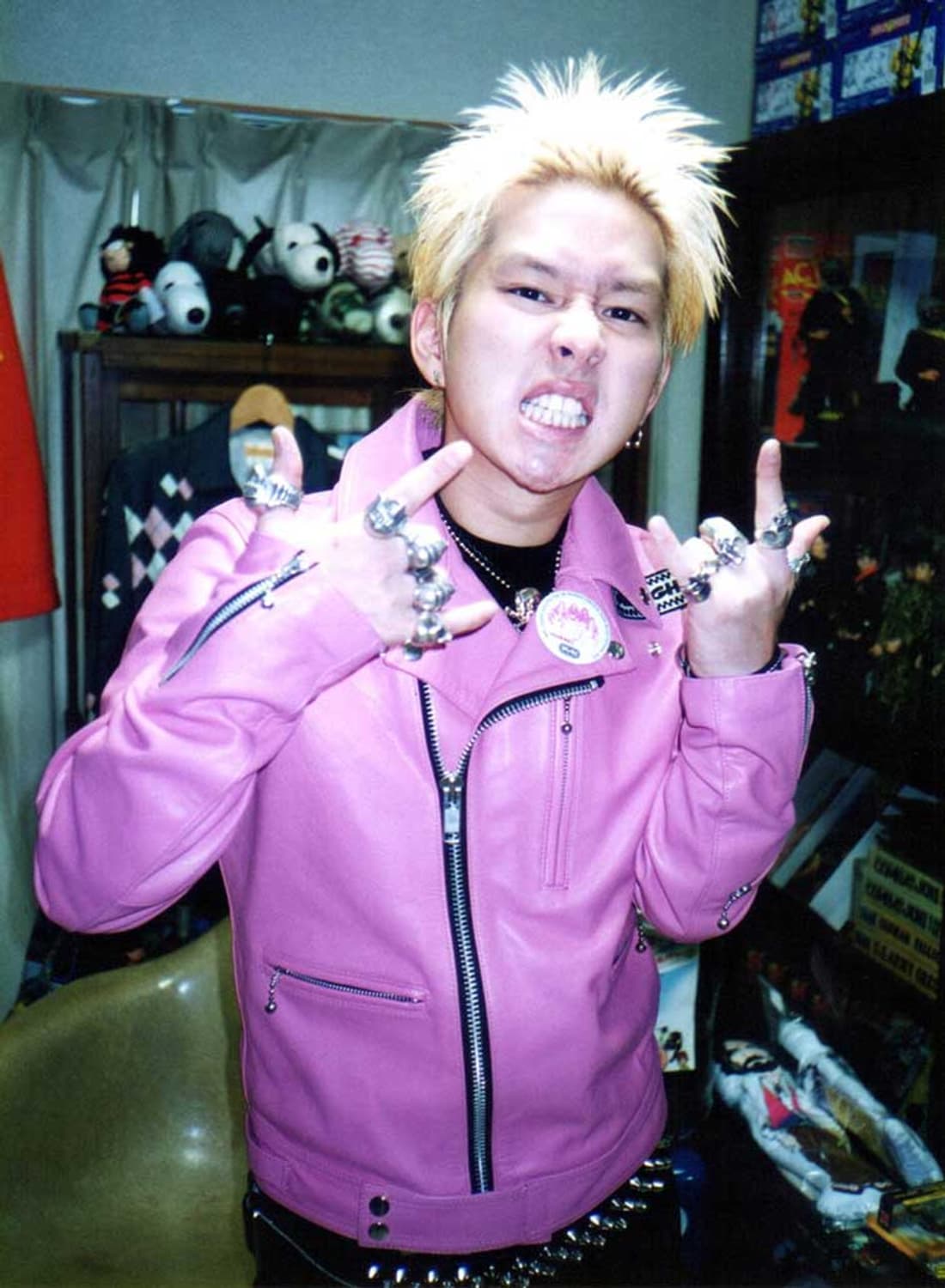 일본 펑크 소가죽100% 핑크 라이더스 자켓 상품이미지5