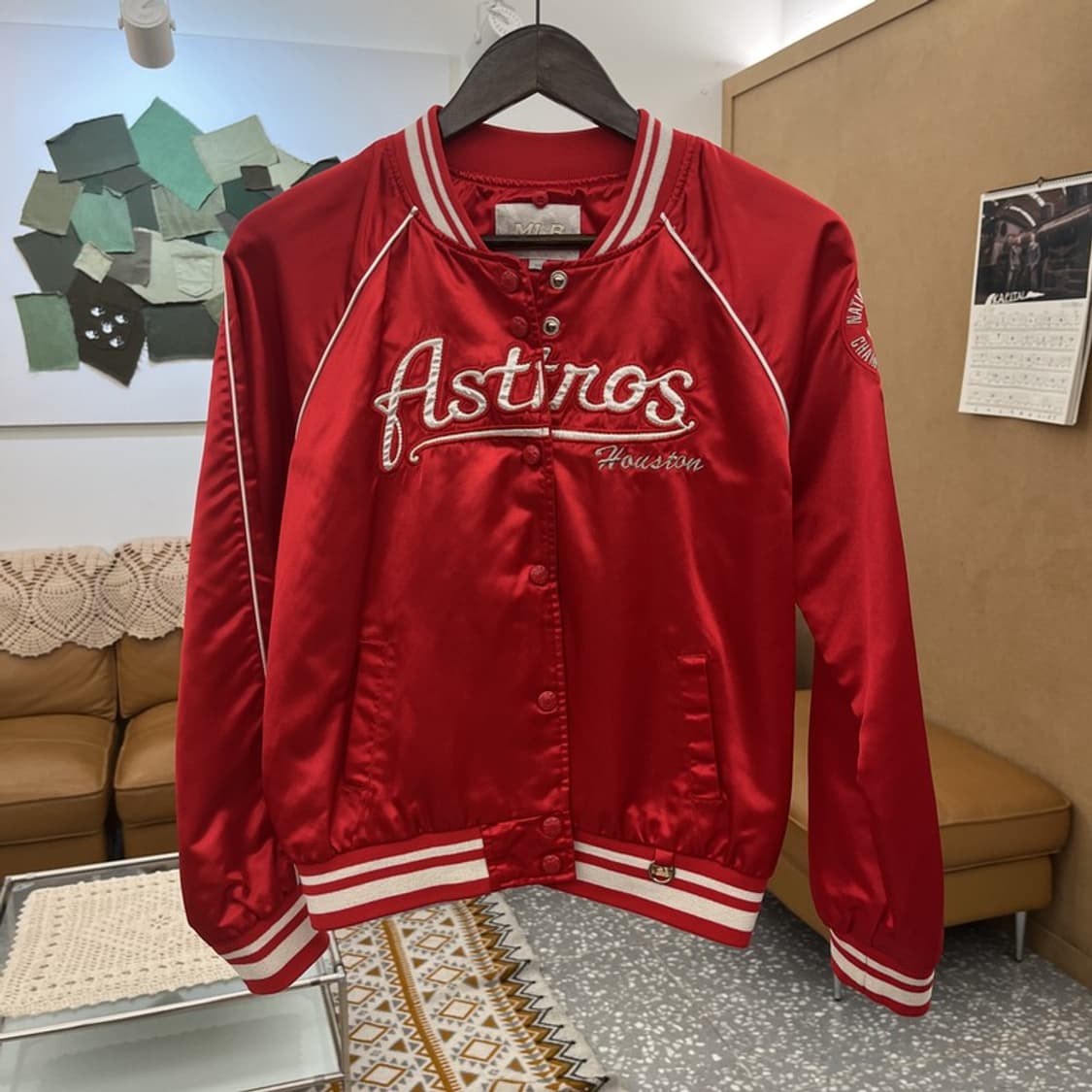 MLB 휴스턴 애스트로스 레트로 펑크 새틴 바시티자켓 95 C10694 상품이미지3