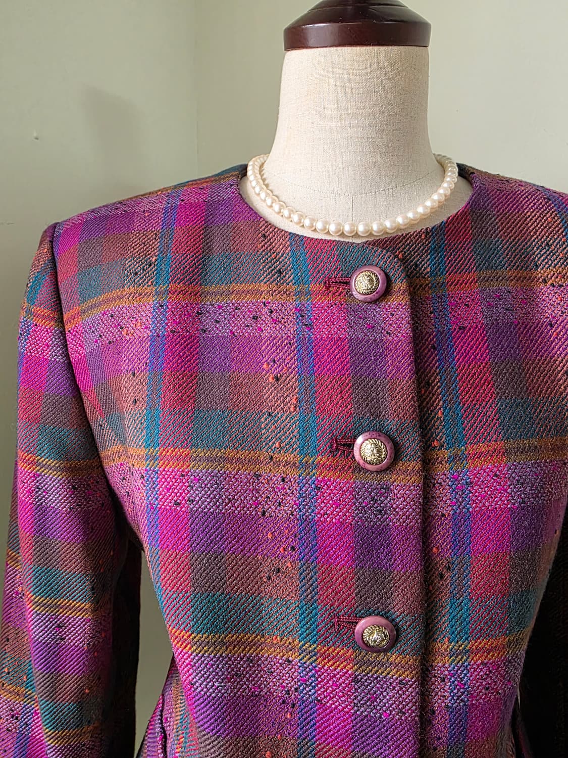 체크 보카시 울 트위드 자켓 상품이미지3