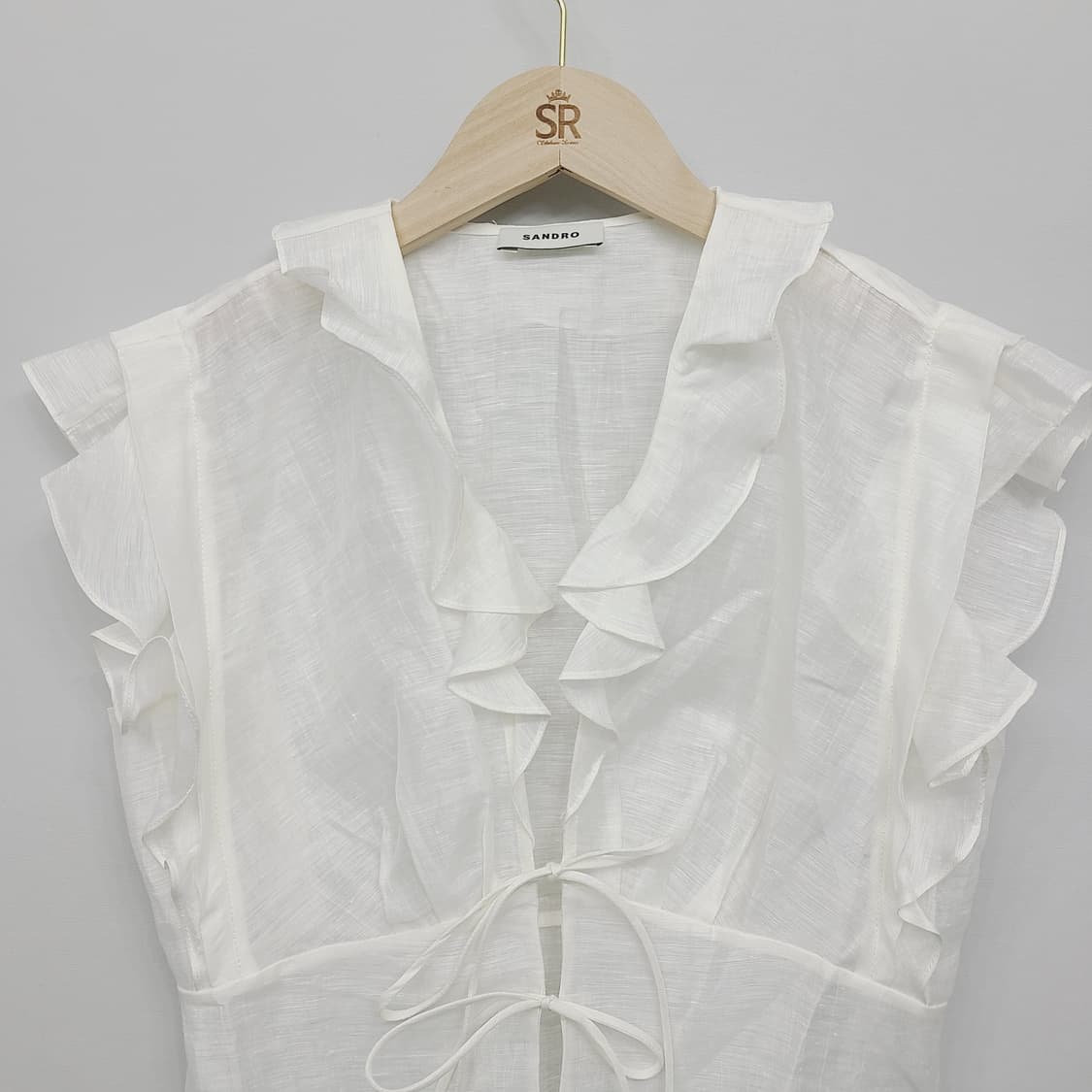 산드로(Sandro) 화이트 러플 프릴 크롭 블라우스 (S) 상품이미지3