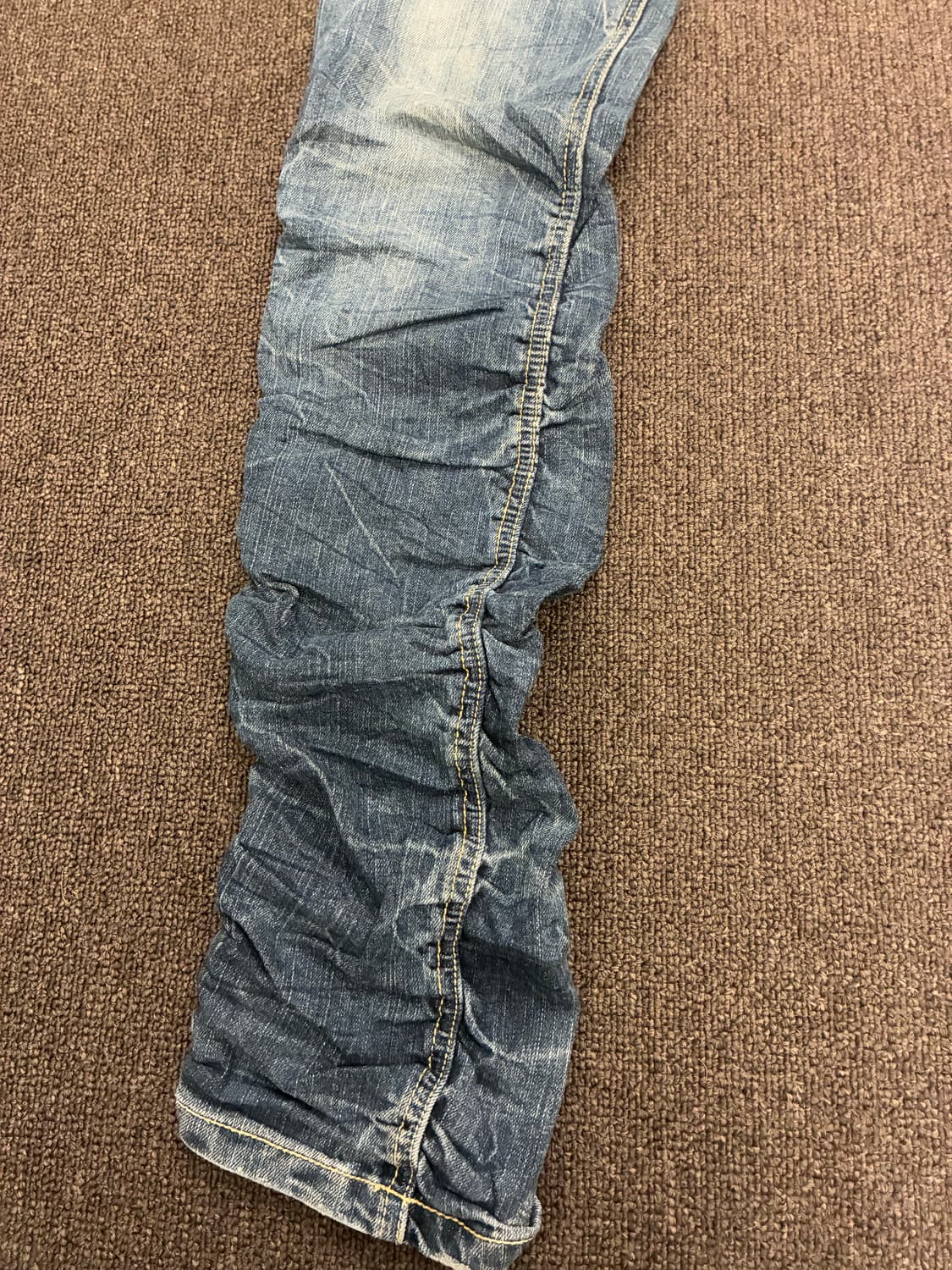 OS)Japanese vintage 여성 셔링 디자인 레이어드 데님팬츠 상품이미지5