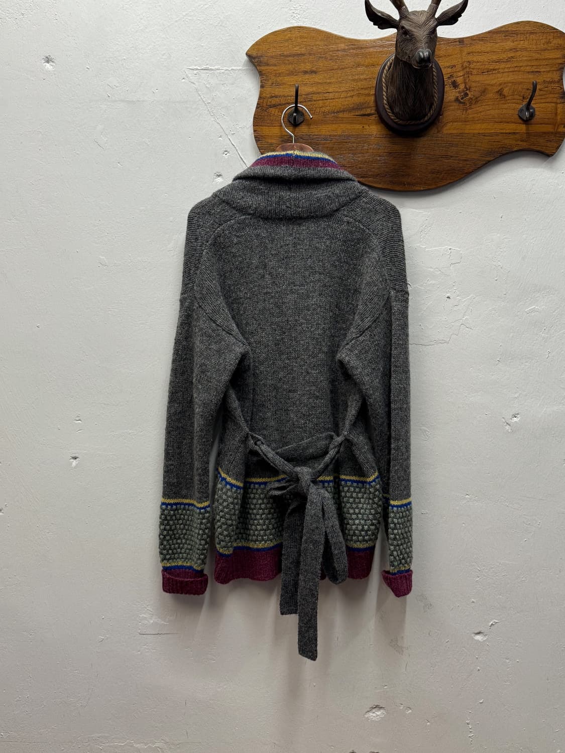 45rpm Wool Knit Belted Shawl Collar Card 상품이미지6