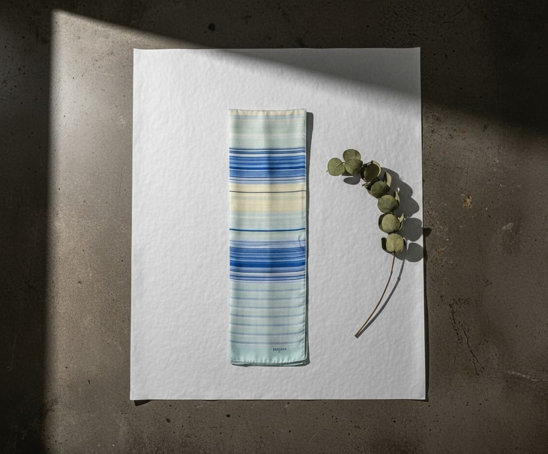 BALMAIN 발망 실크 스트라이프 롱 스카프 (민트/블루) 상품이미지3