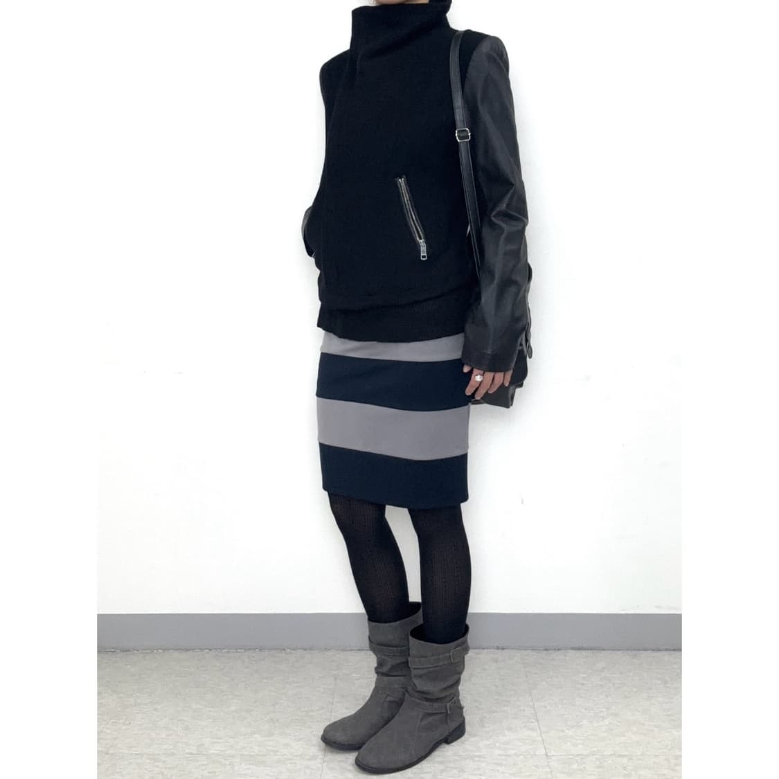 빈티지 타미힐피거 하이넥 블랙 투웨이 락시크 자켓 상품이미지6