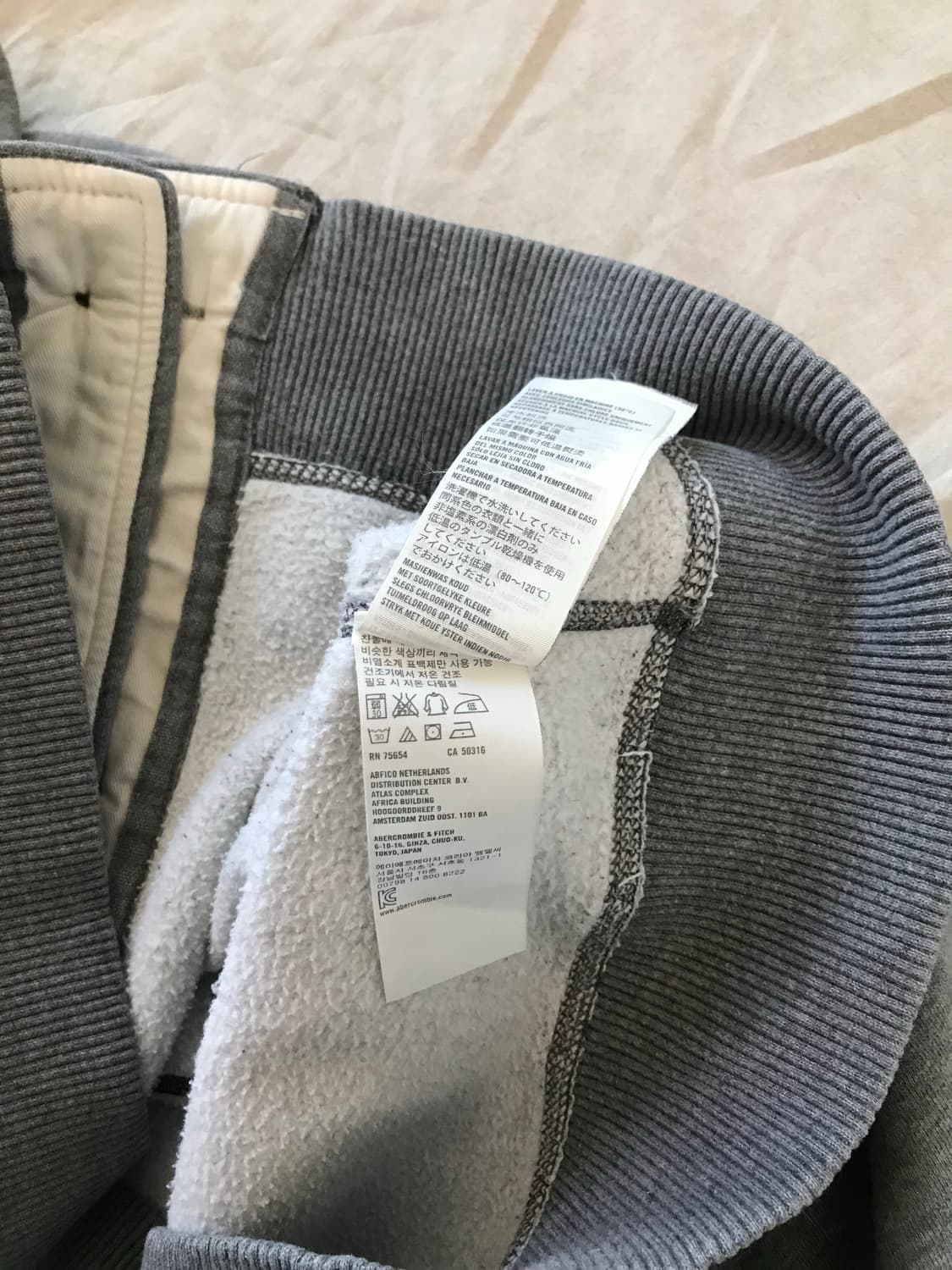 아베크롬비 자수 로고 그레이 버튼 후드집업 상품이미지9