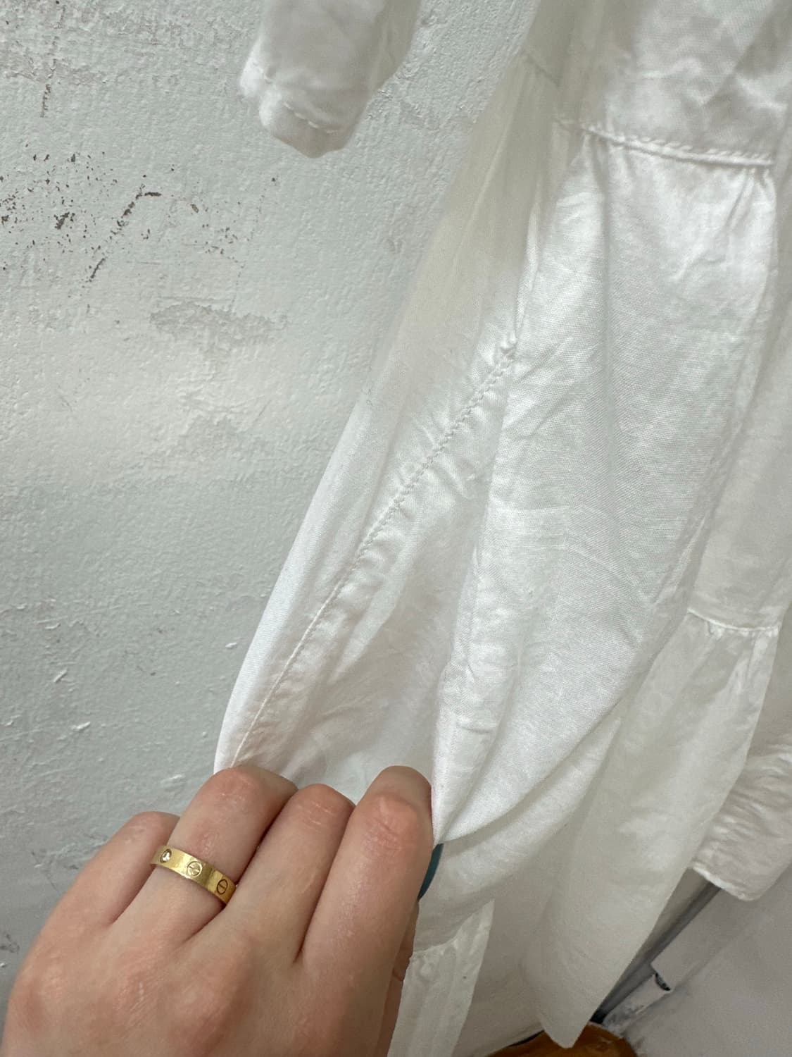 일본빈티지 코튼100% 화이트 티어드 버튼넥 반팔 블라우스 원피스 상품이미지6