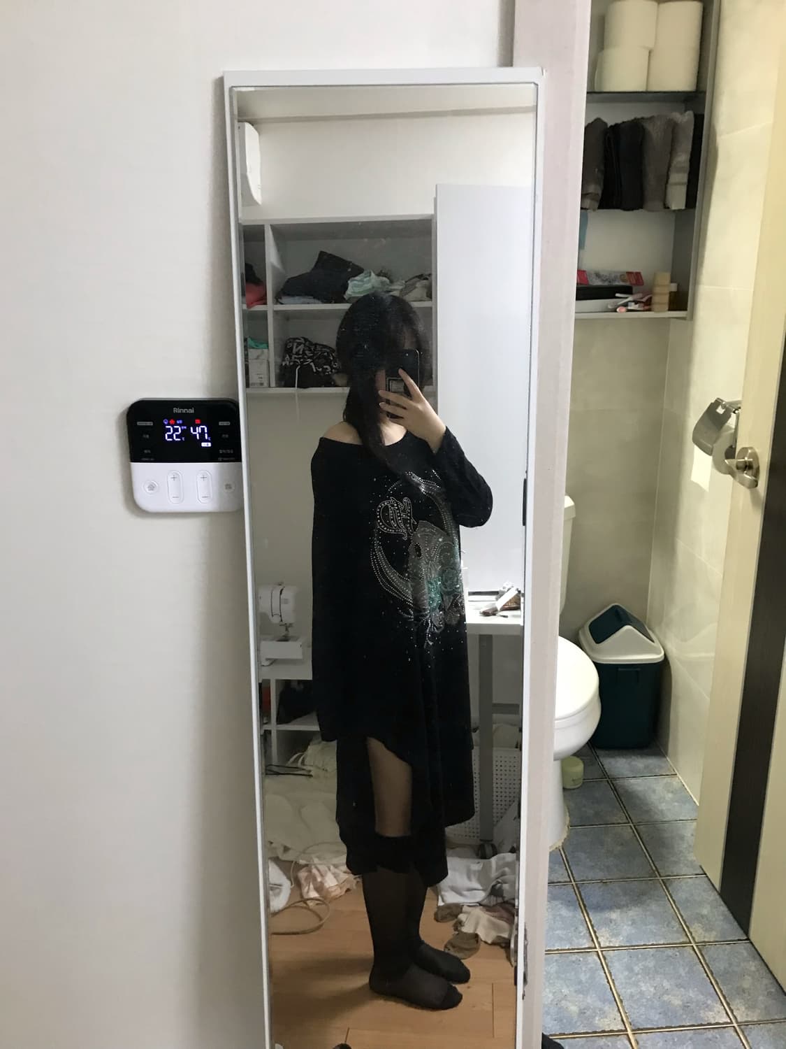 Rhinestone Asymmetric Cut Dress 상품이미지4