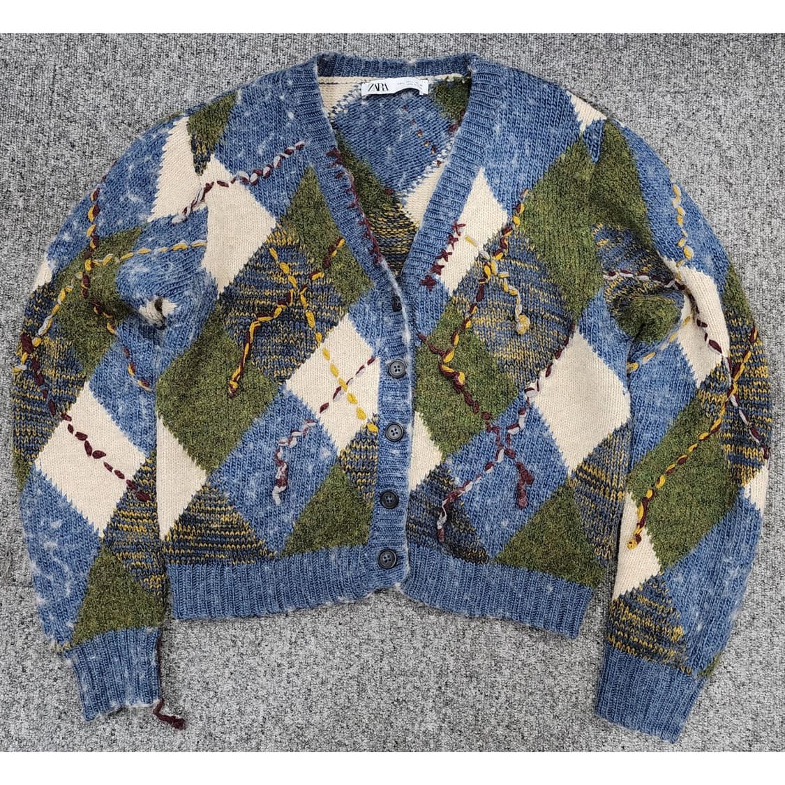 자라 아가일 니트 가디건 L 상품이미지1