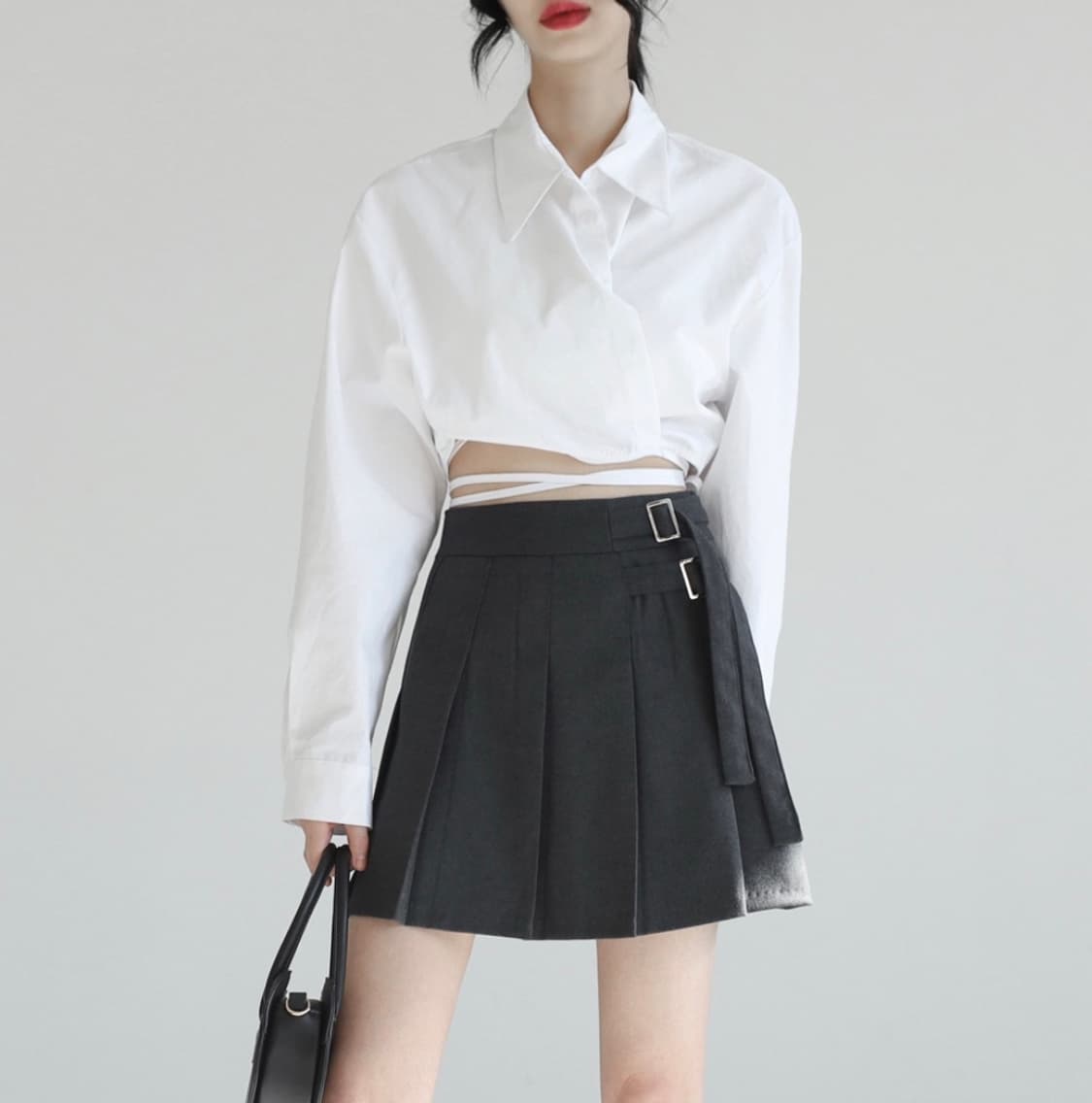 논코드 블랑카 스트랩 크롭 셔츠 상품이미지1