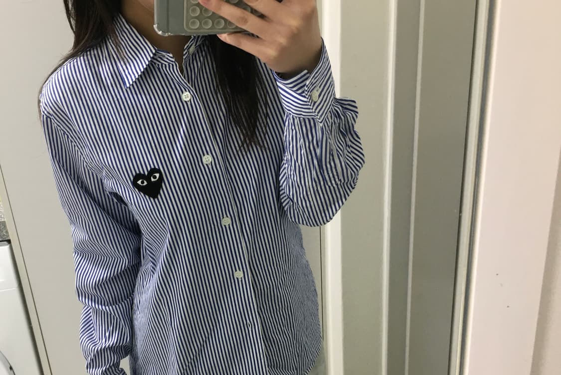 꼼데가르송 플레이 스트라이프 블랙 하트 셔츠 블루 상품이미지5