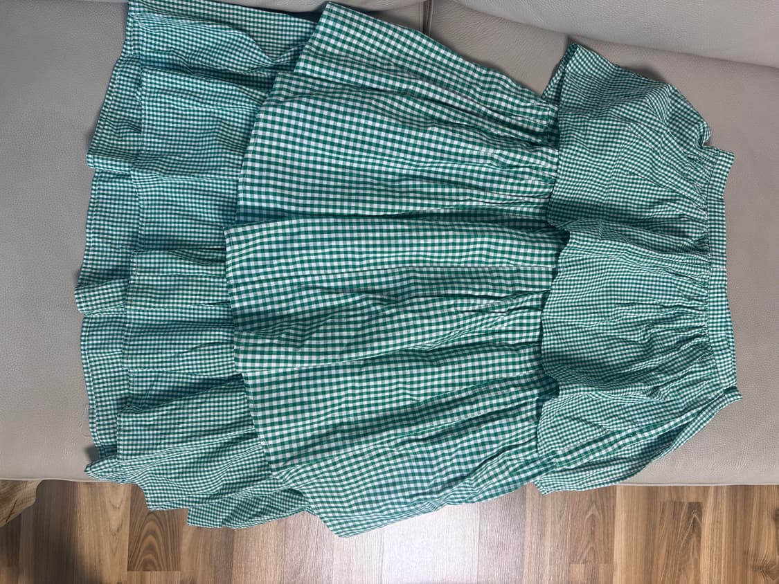 쉬림프 플리츠 미디스커트 그린 8 상품이미지5