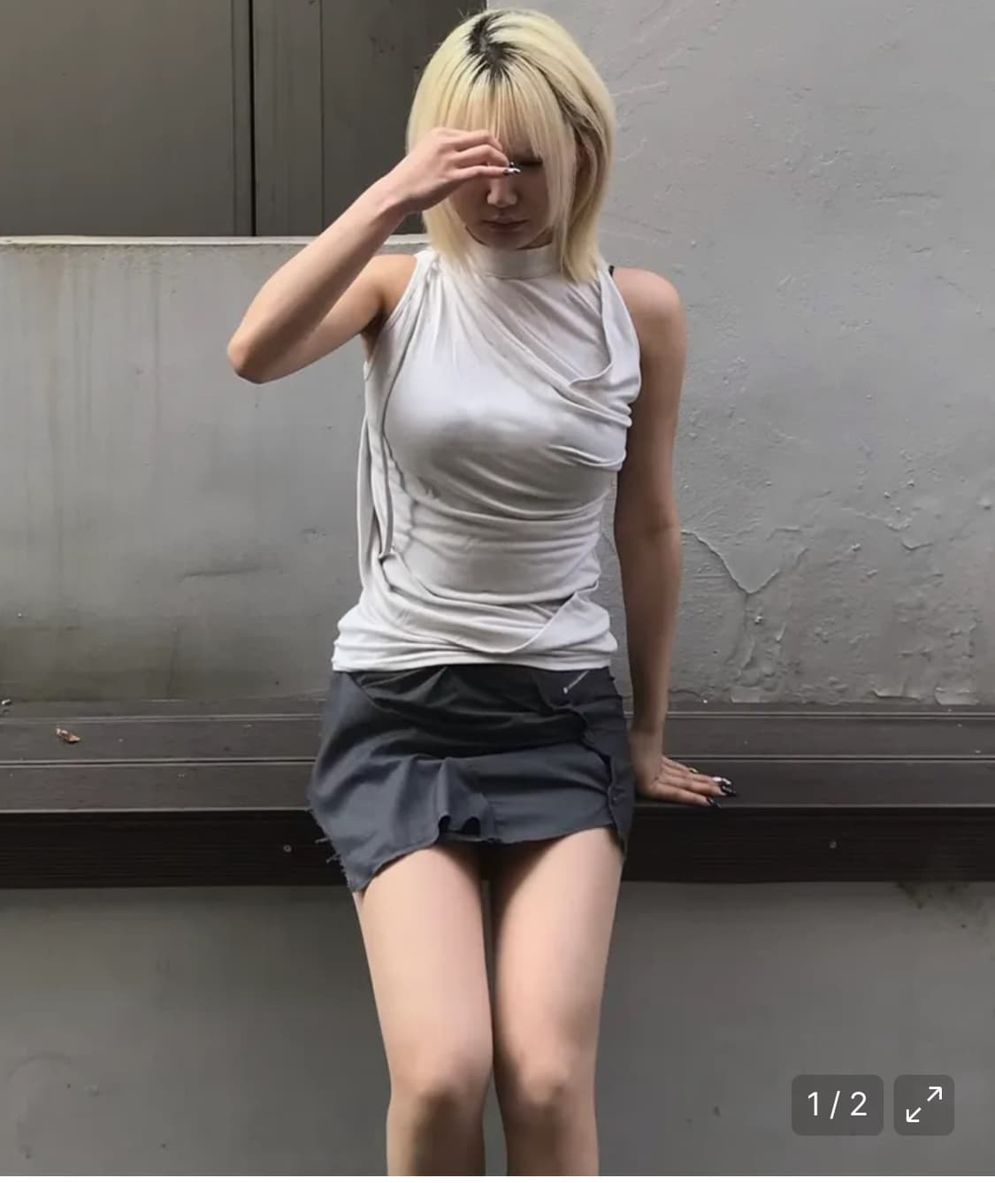 당일배송) 플레어업 드레이프 슬리브리스 탑 클라우드화이트 상품이미지2