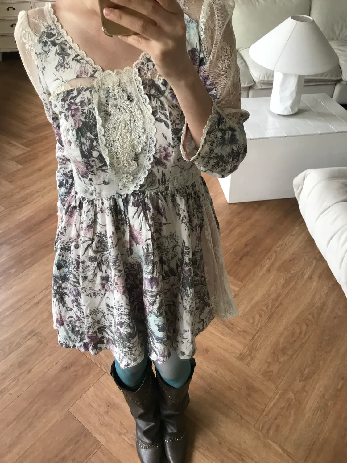 vintage pattern lace one-piece 상품이미지1