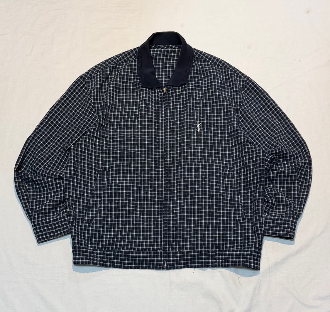 90s YSL 입생로랑 체크패턴 블루종 봄버자켓 상품이미지1