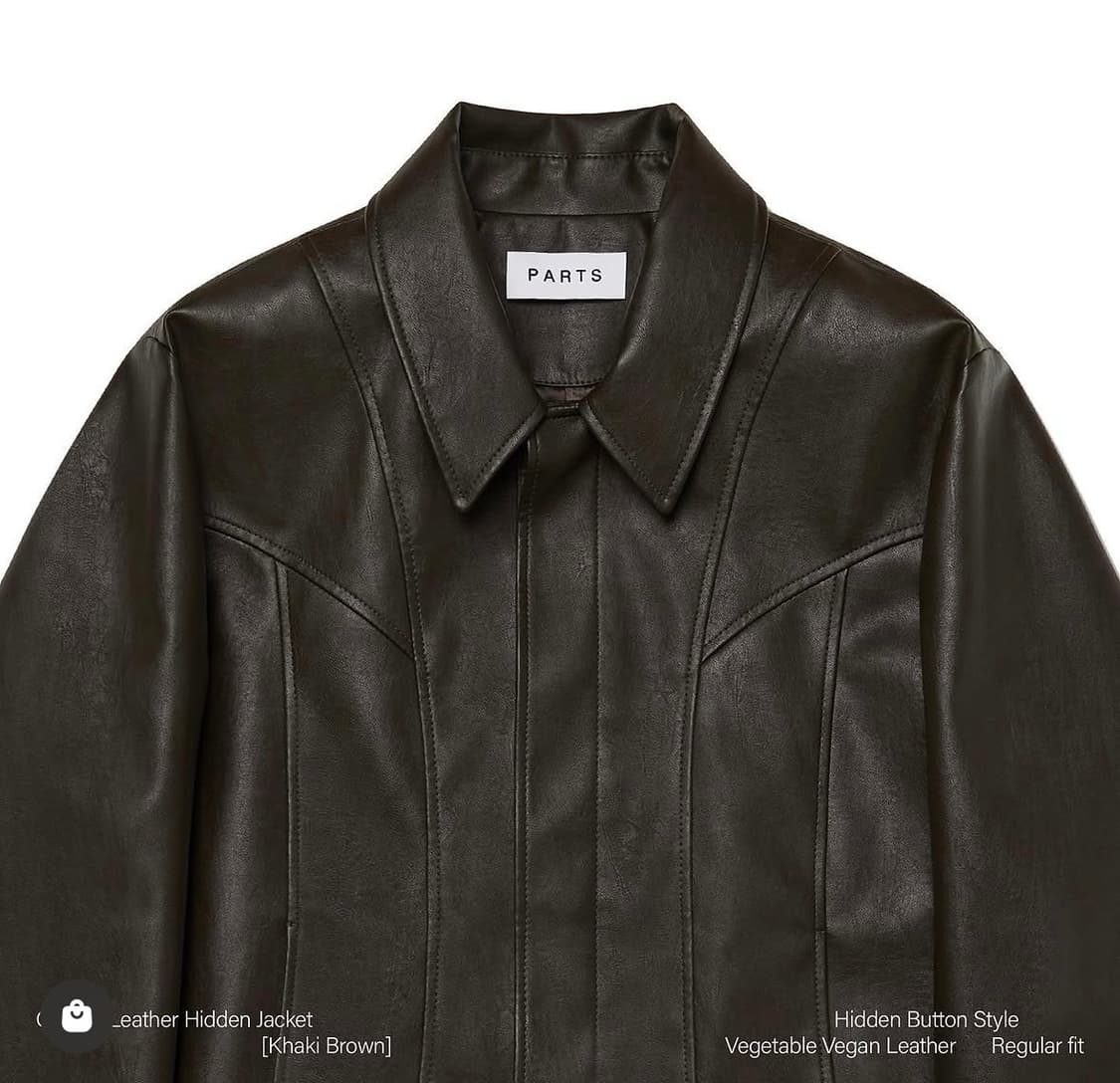 Parts 파츠 커브드 레더 히든자켓 브라운 L사이즈 상품이미지3