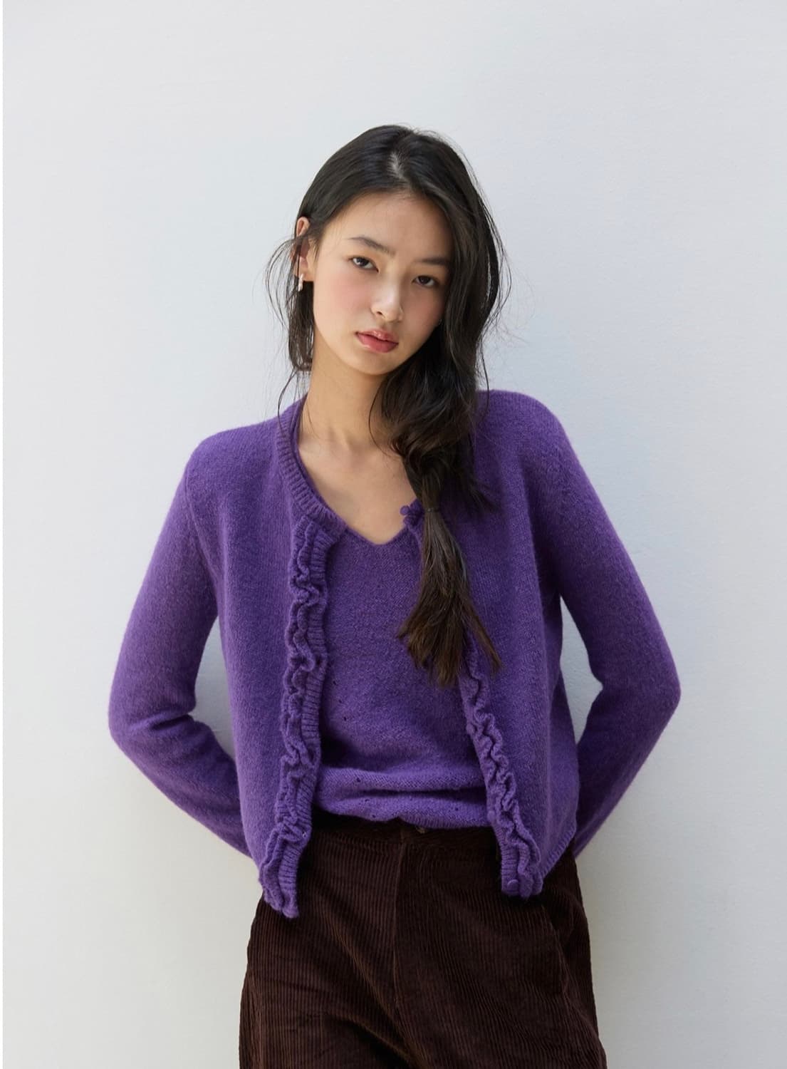 미치코런던 퍼플 니트 가디건 세트 상품이미지1