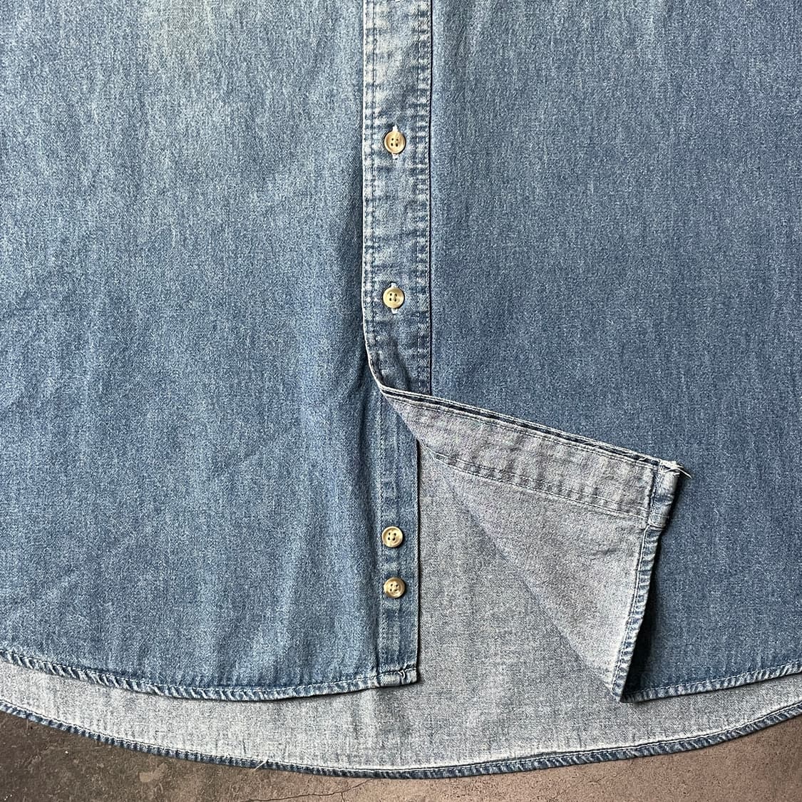 VANHEUSEN 빈티지 코튼 밴드카라 데님 셔츠 A00632 상품이미지5