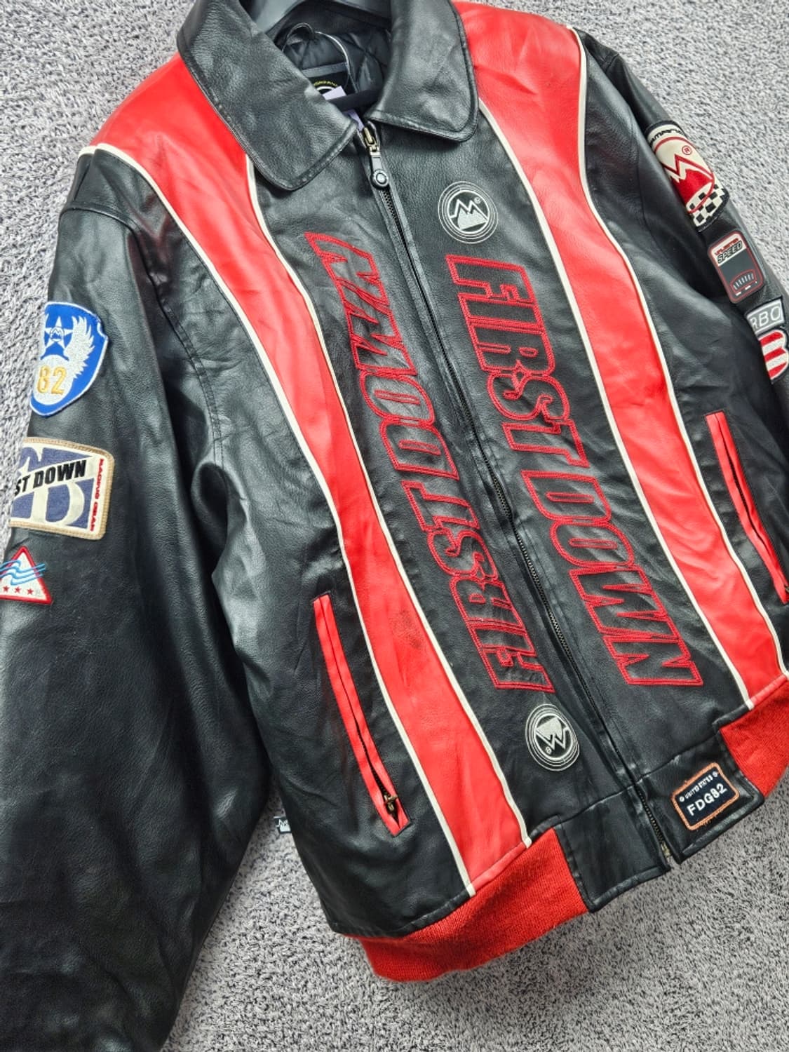 퍼스트 다운 레드트림 레이싱 기어 터보 풀 가죽자켓 (L) / 11107 상품이미지4
