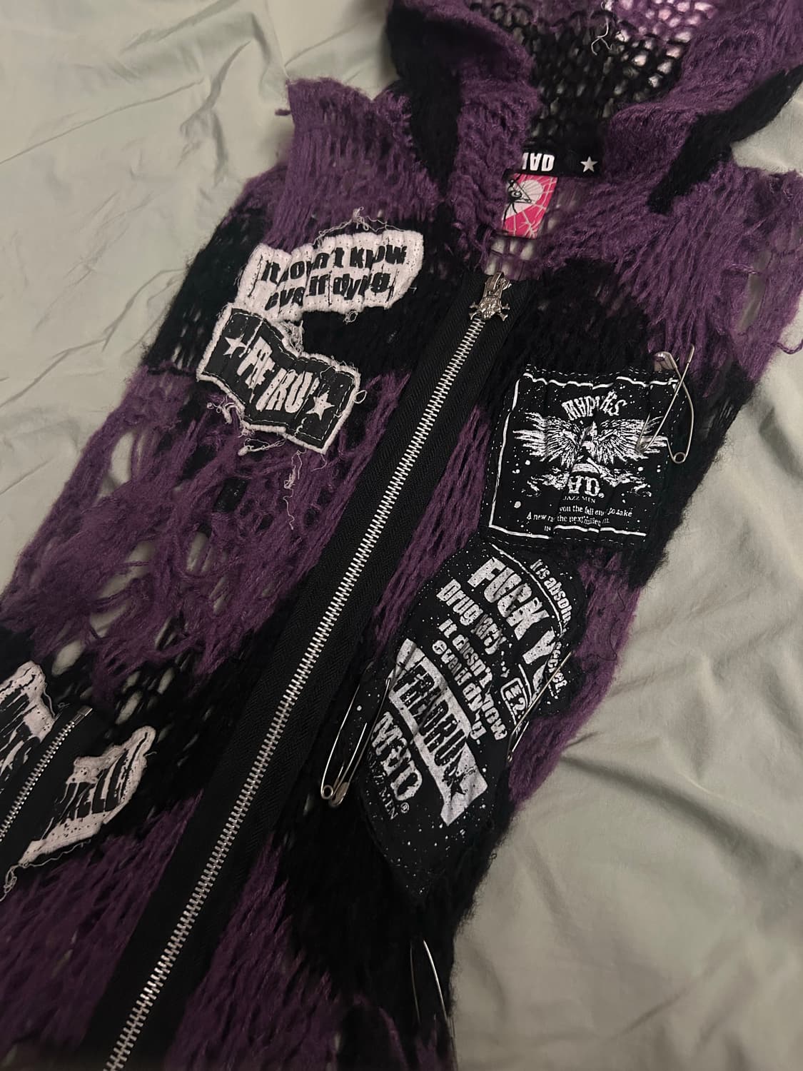 매드펑크 고양이 니트 집업 상품이미지2