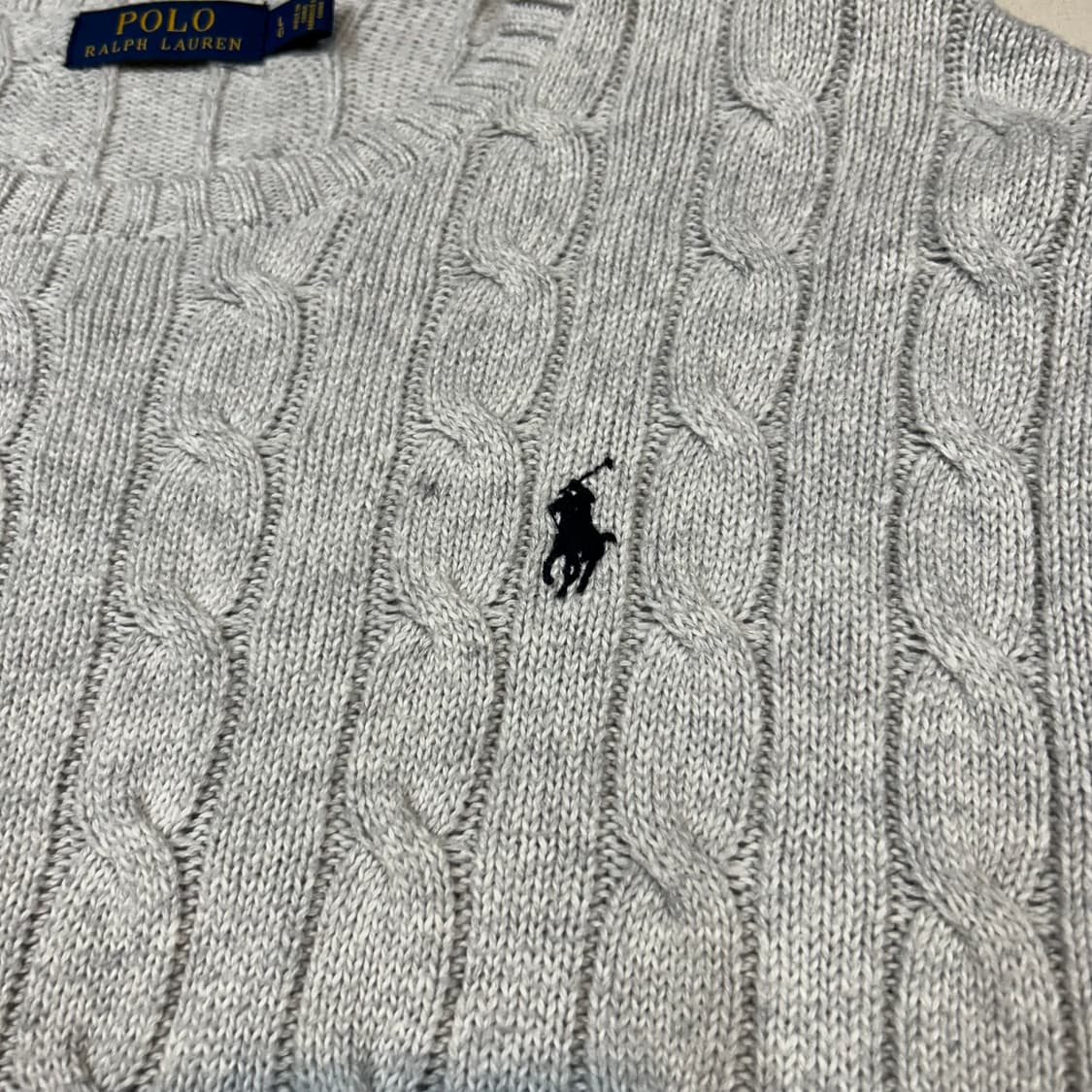 L) 폴로 랄프로렌 코튼 케이블 꽈배기 라운드넥 니트 상품이미지4