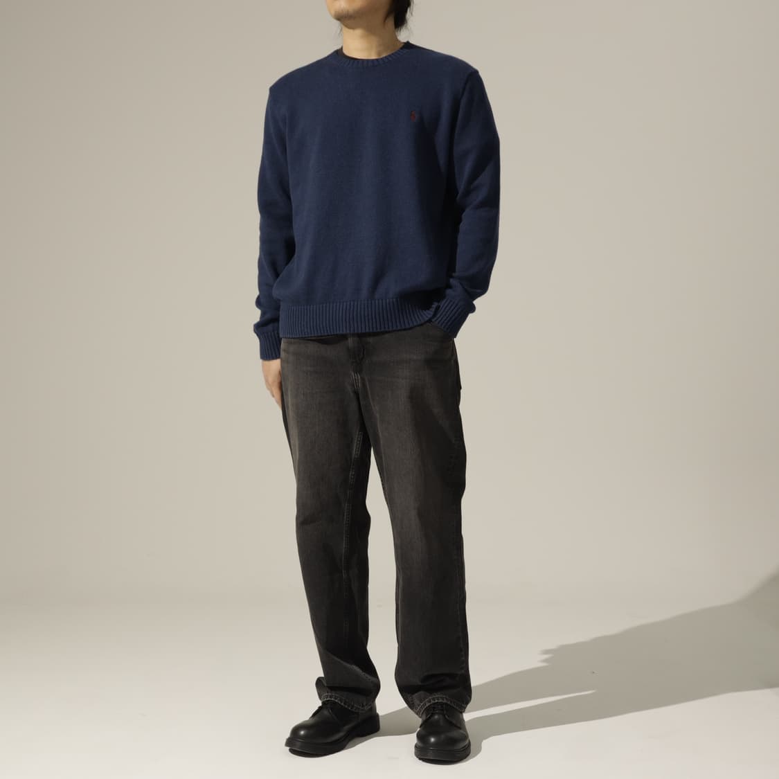 폴로 네이비 코튼 라운드넥 니트 상품이미지3