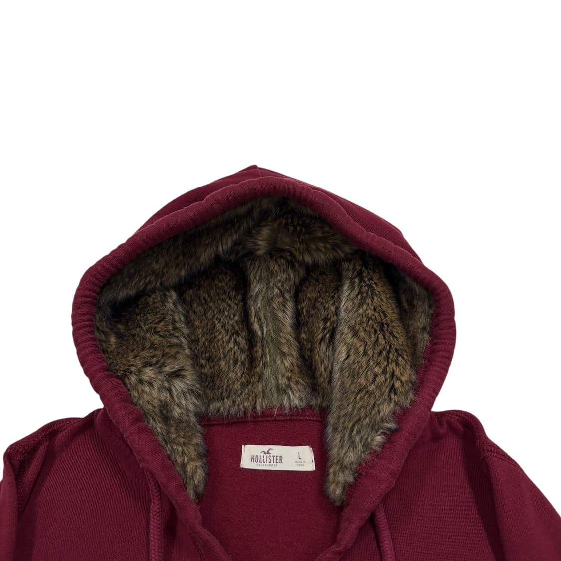 홀리스터 빈티지 모리걸 퍼 Y2K 후드티 버건디 마룬 레드 L 상품이미지2
