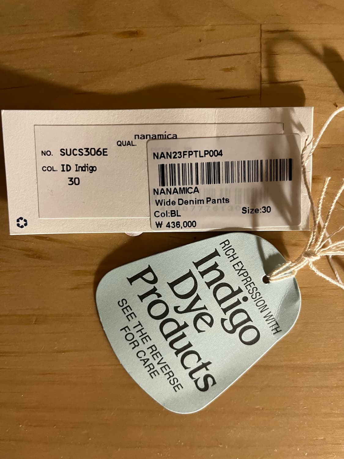 23FW 나나미카 와이드 데님팬츠 인디고 30 상품이미지3