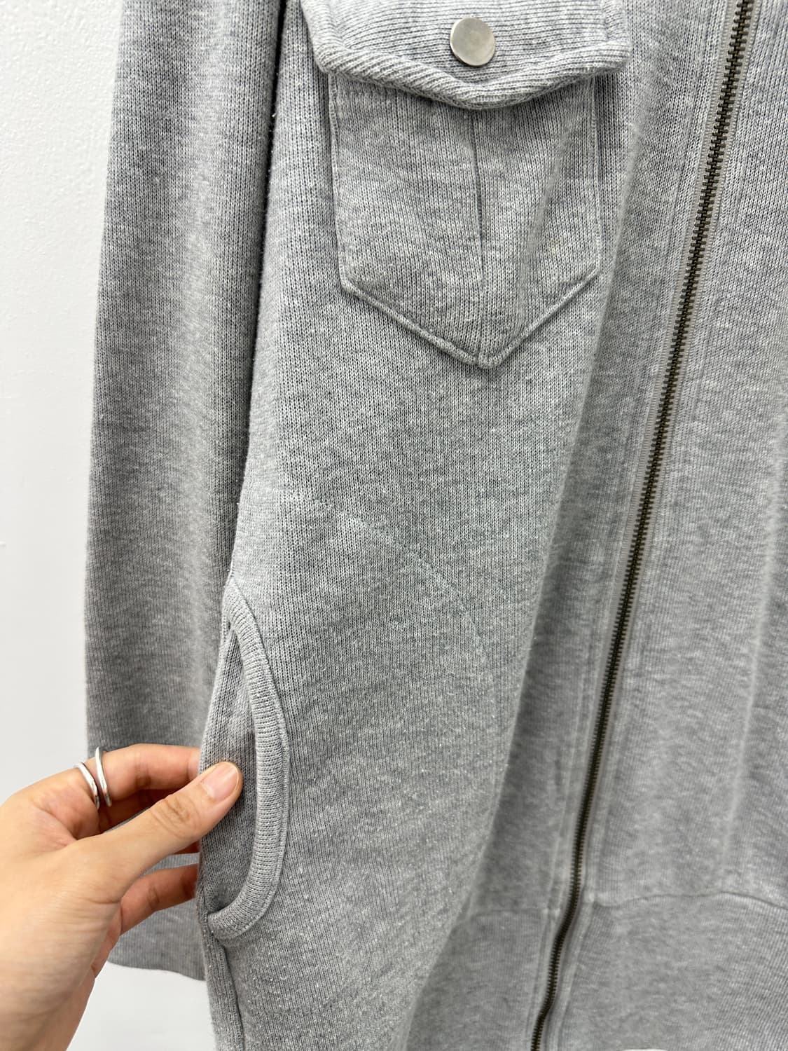Vintage grunge knit pocket hood zip up 상품이미지7