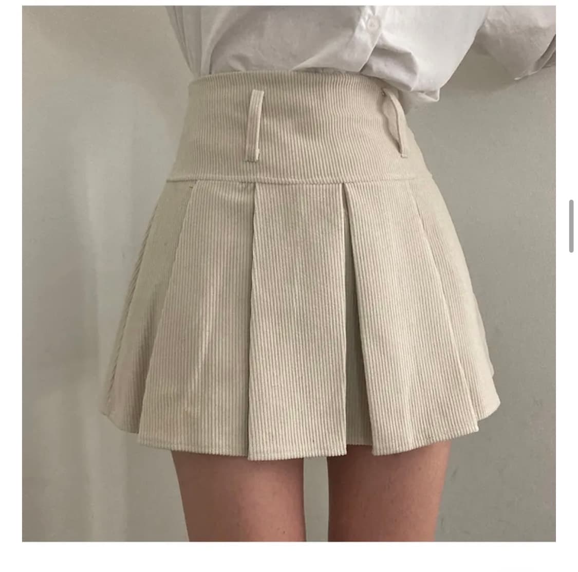 클라우드이모션 아이보리 코듀로이 골덴 플리츠 미니 스커트  상품이미지2