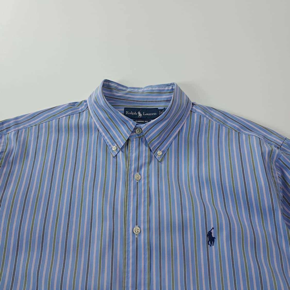 CK284 XL 폴로 90s 멀티스트라이프 블루 셔츠 남방 상품이미지2