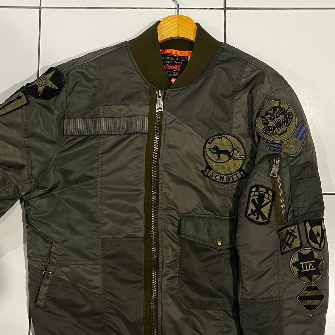 Schott 쇼트 밀리터리 패치워크 ma-1 자켓 상품이미지5