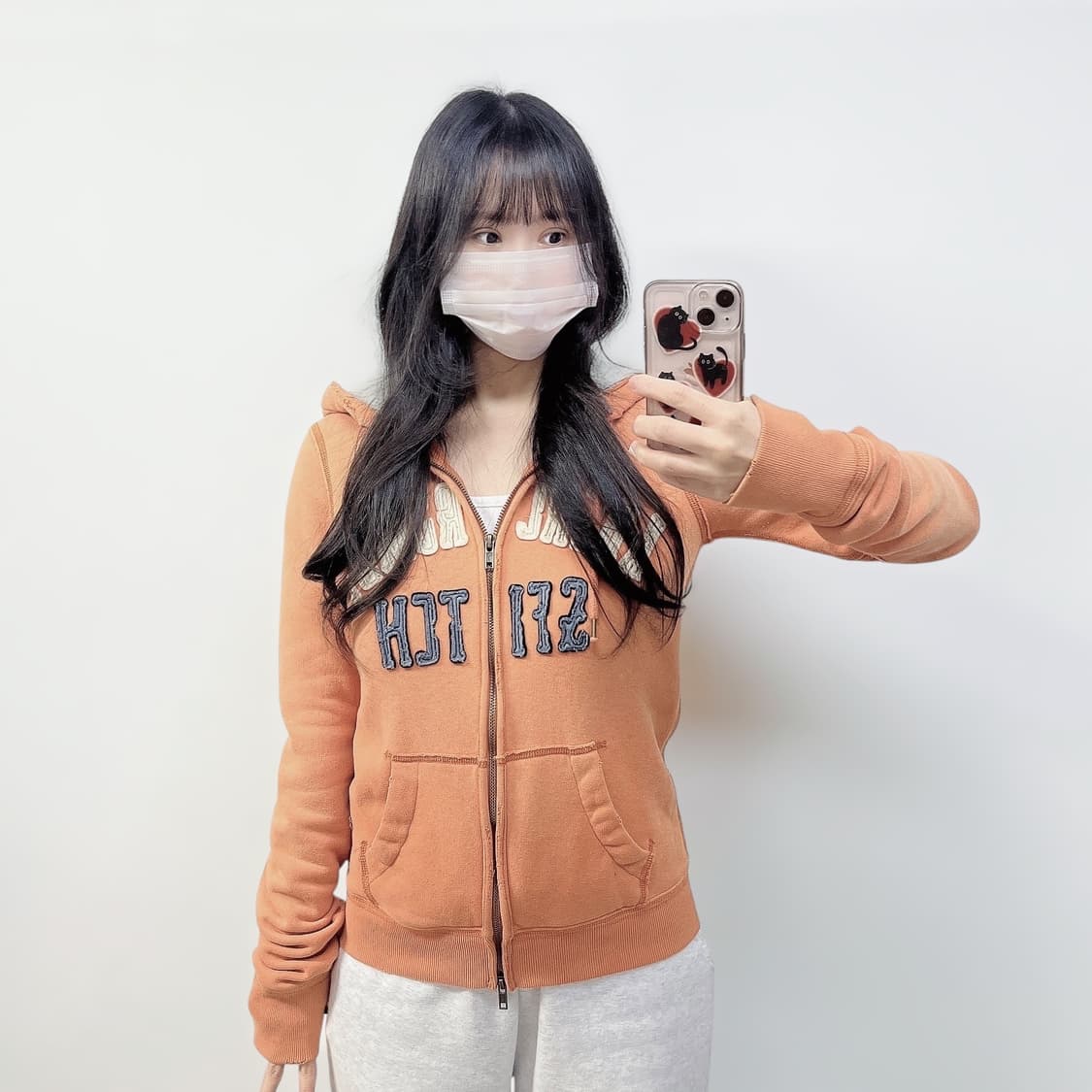 아베크롬비 스펠 로고 후드집업 오렌지 상품이미지1