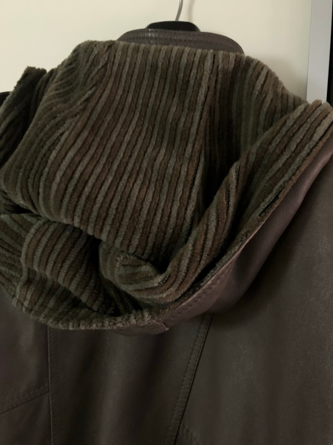 이탈리아 브라운 레더 후드 봄버자켓 상품이미지8