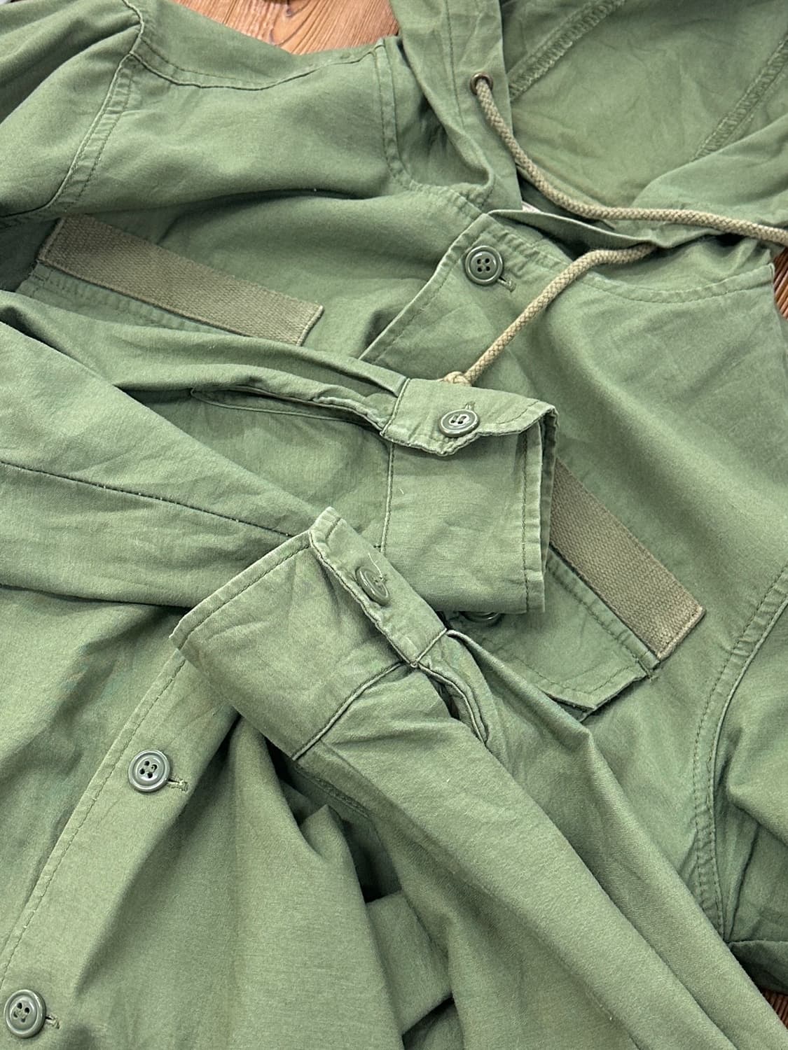 올리브 카키 아메카지 후드 셔츠 그런지 에스닉 보헤미안 밀리터리 펑크 상품이미지6