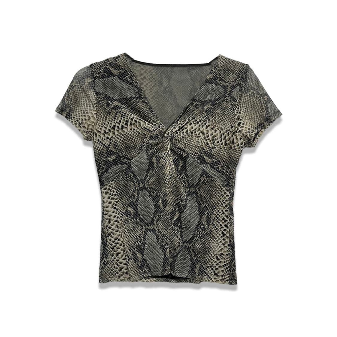 빈티지 미드 플리츠 레오파드 반팔 상품이미지1