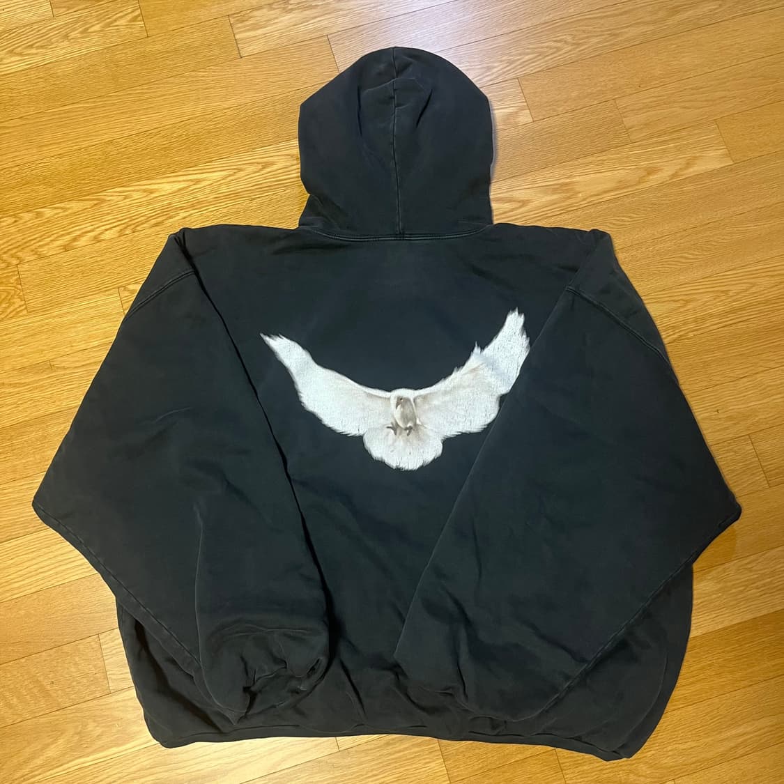 [L] OG 이지 갭 발렌시아가 도브 후드 워시드 블랙 상품이미지1