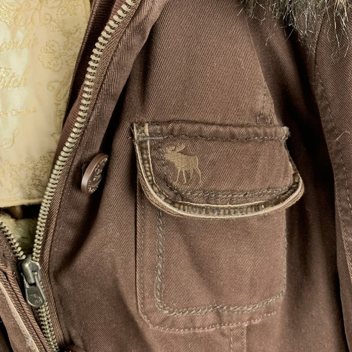 아베크롬비 빈티지 브라운 모리걸 y2k 와투케 퍼 울프죠 야상 자켓 상품이미지5