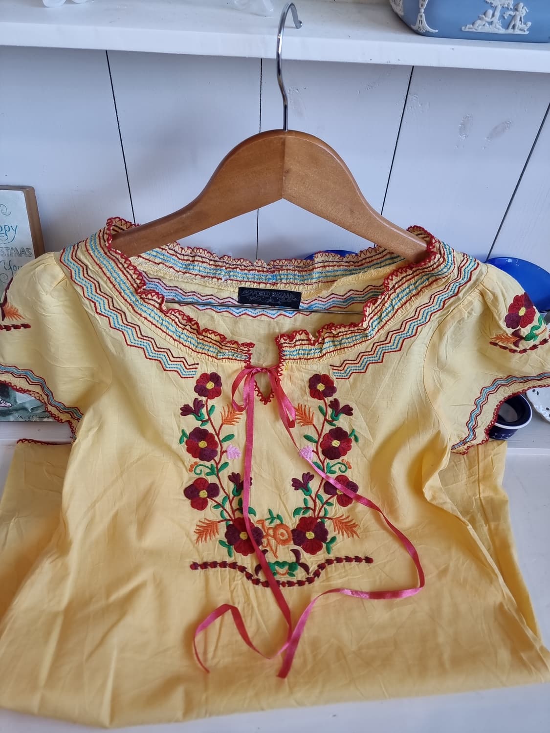 옐로 플라워 자수 원피스 상품이미지6