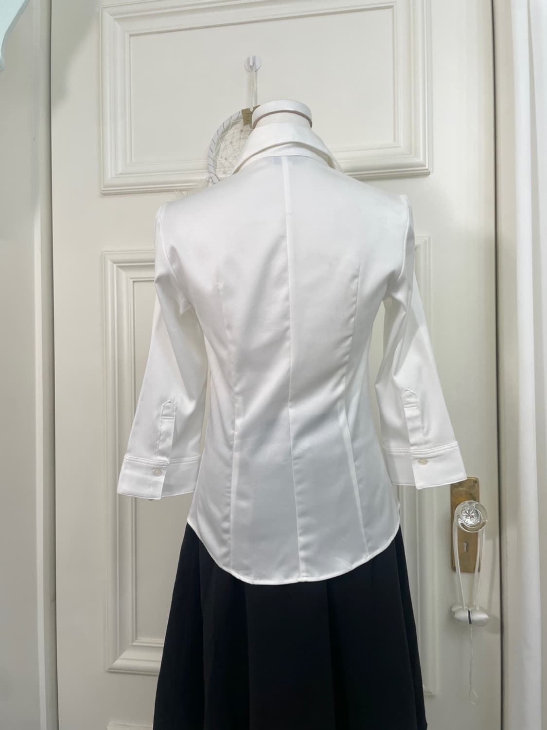 white shirring basic shirt&lace bow slip 상품이미지6