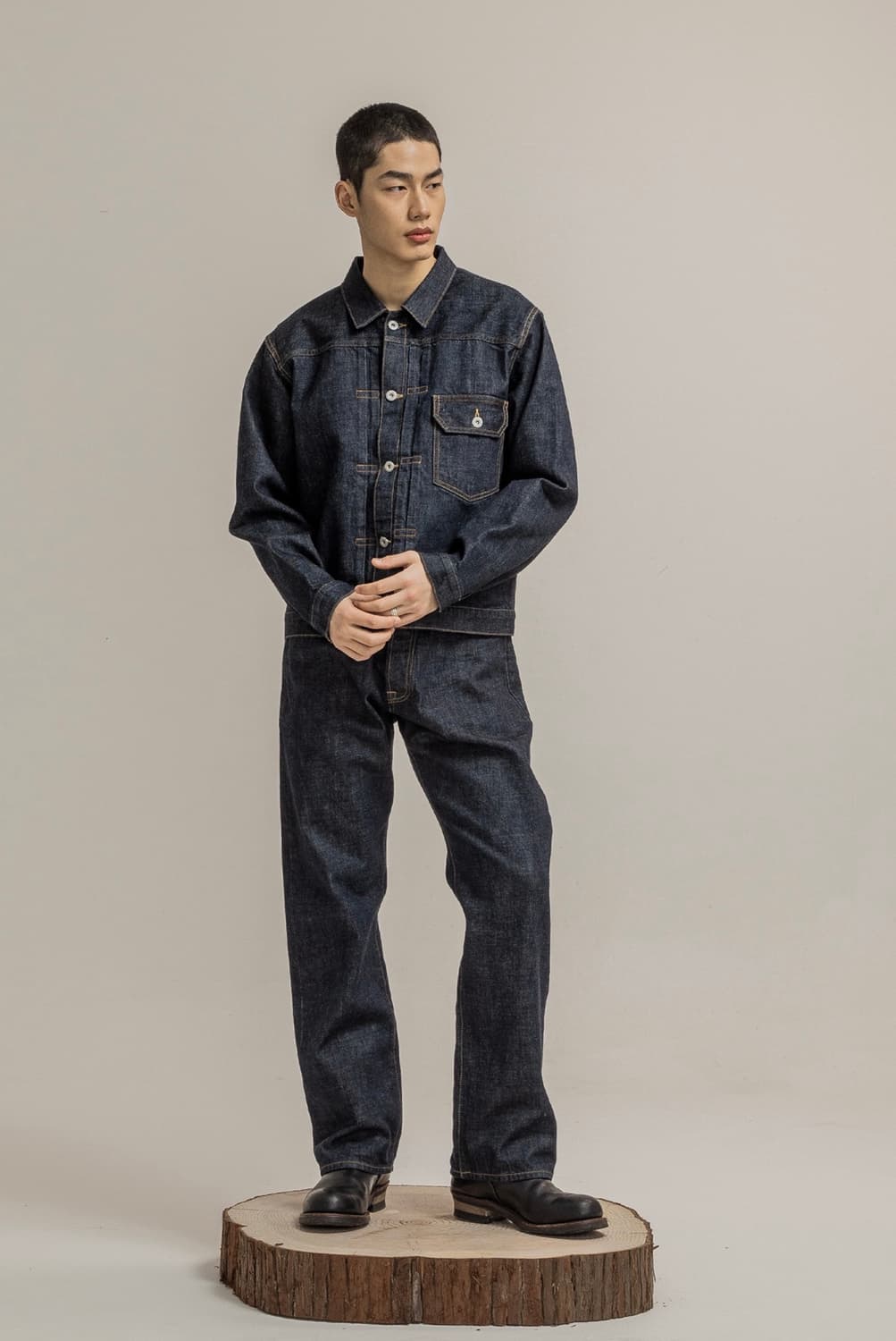 [새제품/3] 우드먼 TYPE 1 셀비지 데님 셋업 - 인디고 상품이미지1